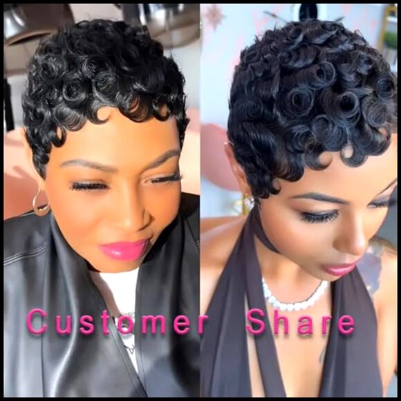 Short Layered Pixie Cut Wig Glueless Curly Human Hair Wear and Go main image 5